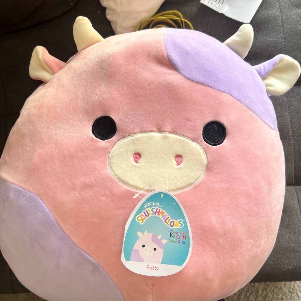 Squishmallows Patty Pink and Purple Cow Plush Toy